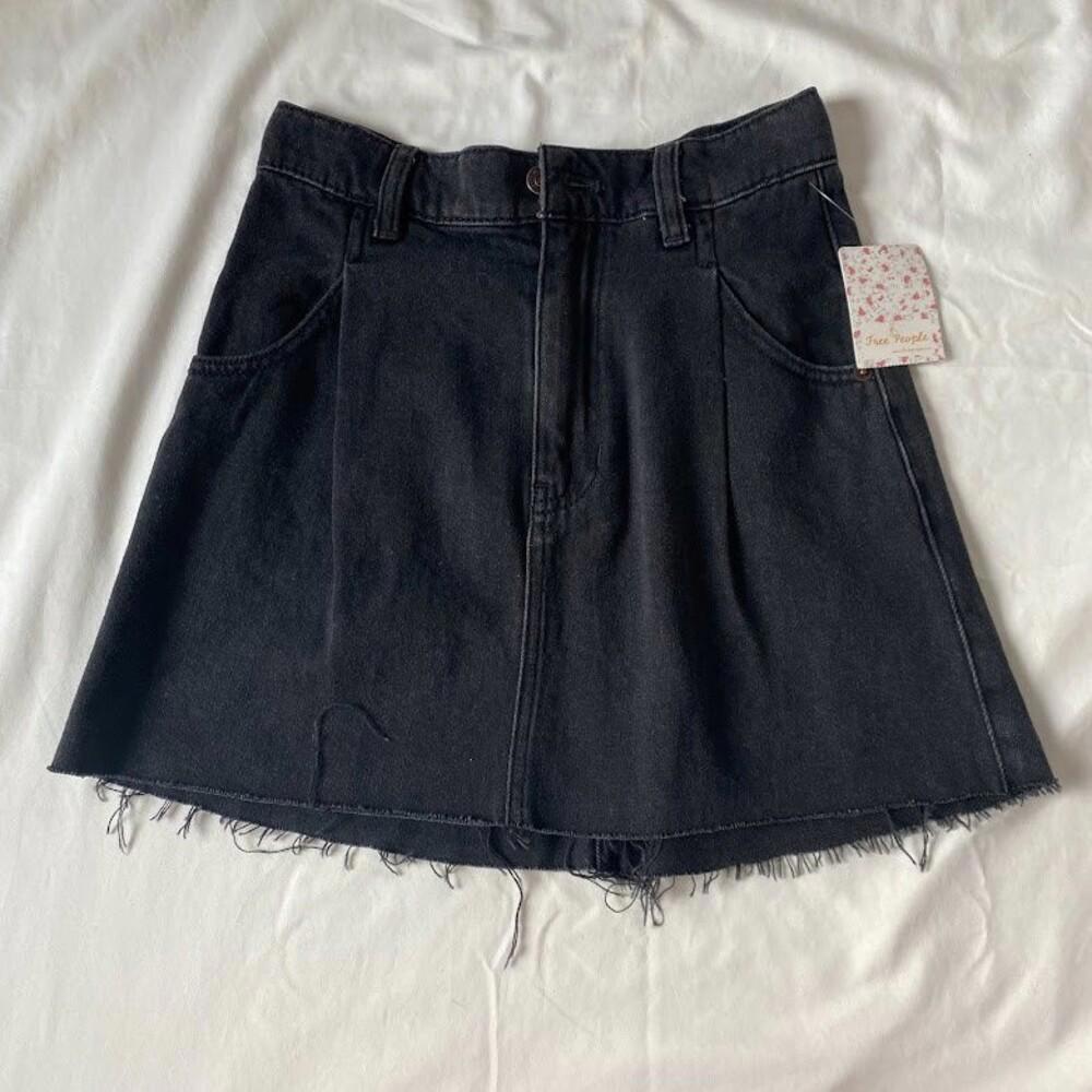 Free People Black denim Skirt size 24